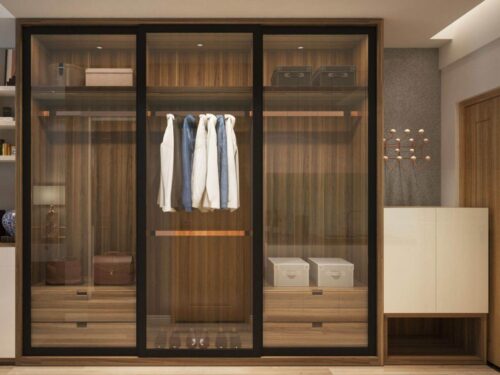 Tủ Quần Áo Âm Tường Nhôm Kính