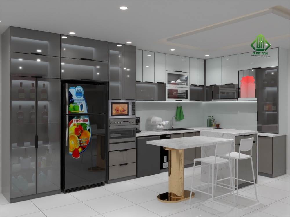 Tủ Bếp Nhôm Sơn Tĩnh Điện