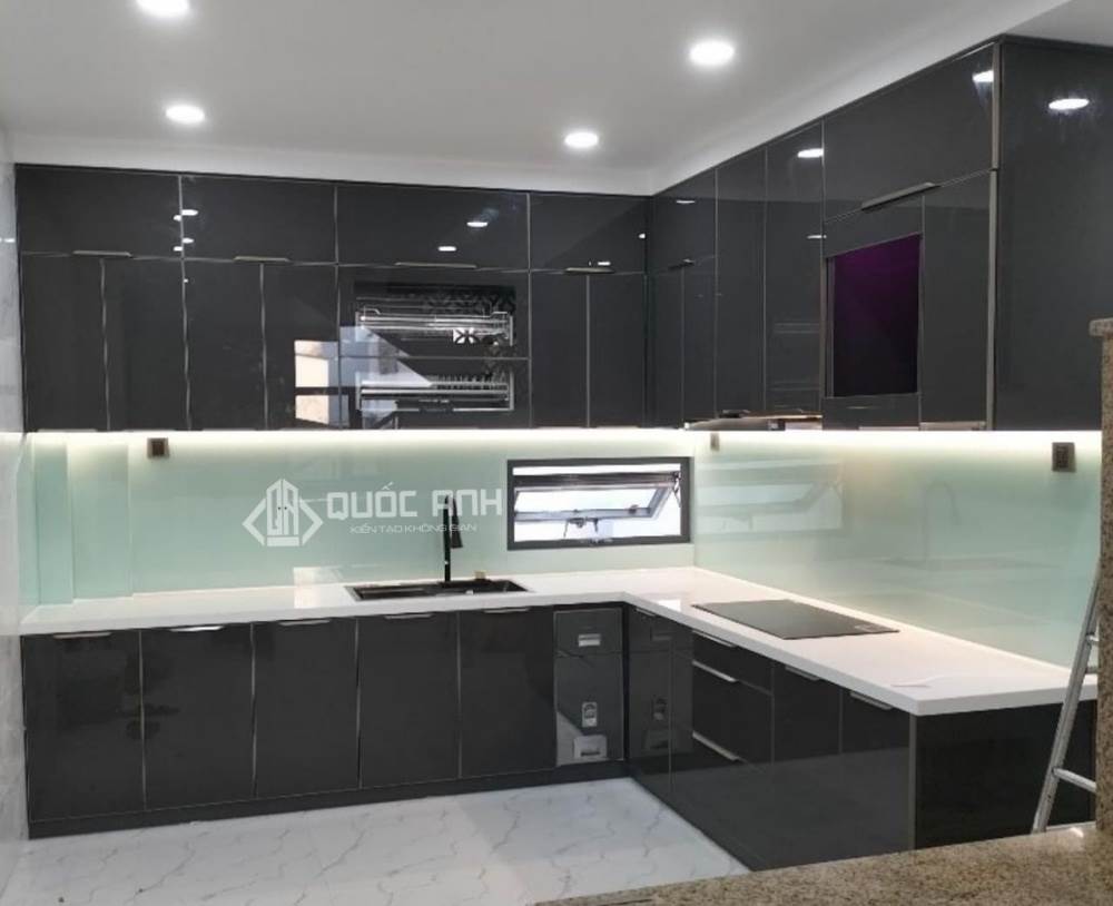 Tủ Bếp Nhôm Cánh Kính