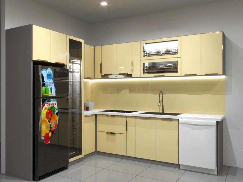 Tủ Bếp Nhôm Kính Sơn Tĩnh Điện
