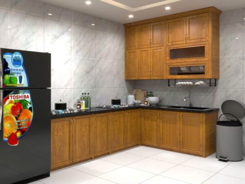Tủ Bếp Nhôm Vân Gỗ Grando