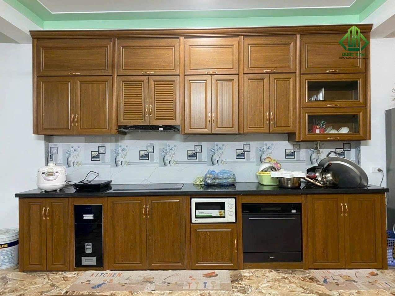 Tủ Bếp Nhôm Vân Gỗ Grando