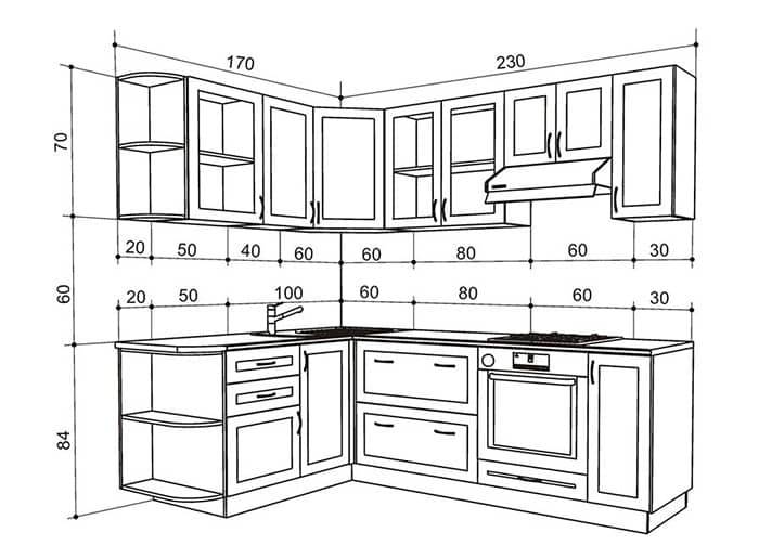 Kích Thước Tiêu Chuẩn Tủ Bếp Nhôm Kính