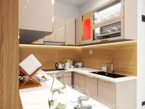 Tủ Bếp Inox Cánh Kính