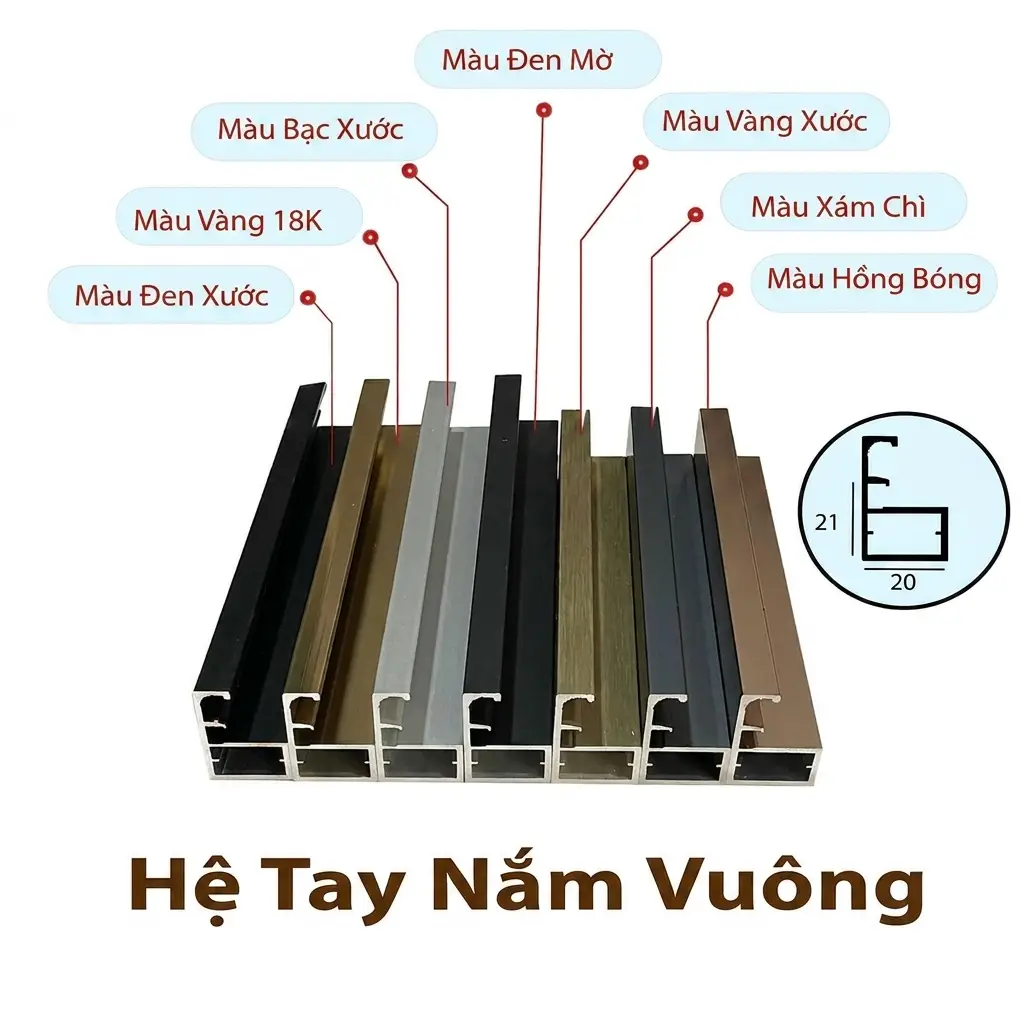 Hệ Nhôm Tay Nắm Vuông