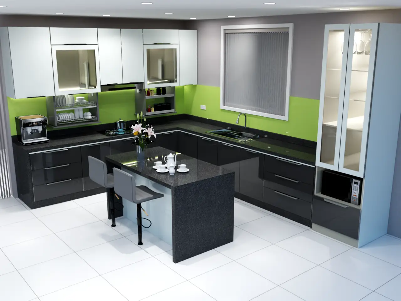 Tủ Bếp Inox Cánh Kính