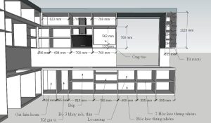 Kích Thước Tiêu Chuẩn Tủ Bếp Nhôm Kính