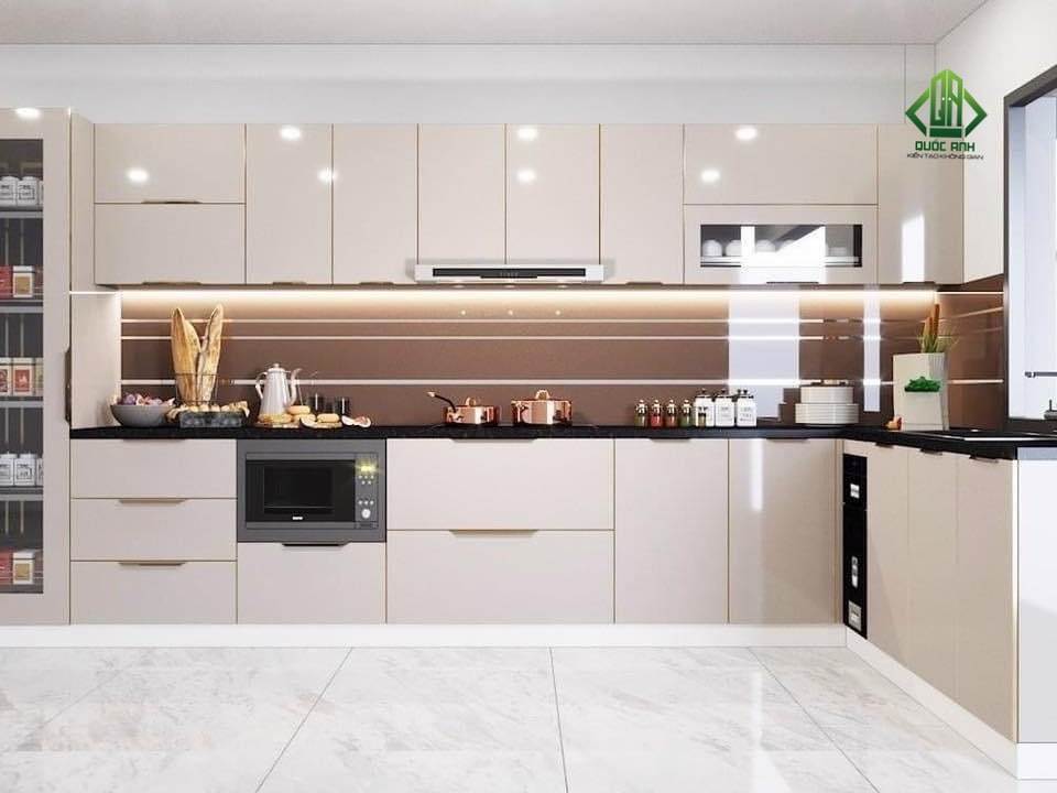 Tủ Bếp Nhôm Lá Ghép 