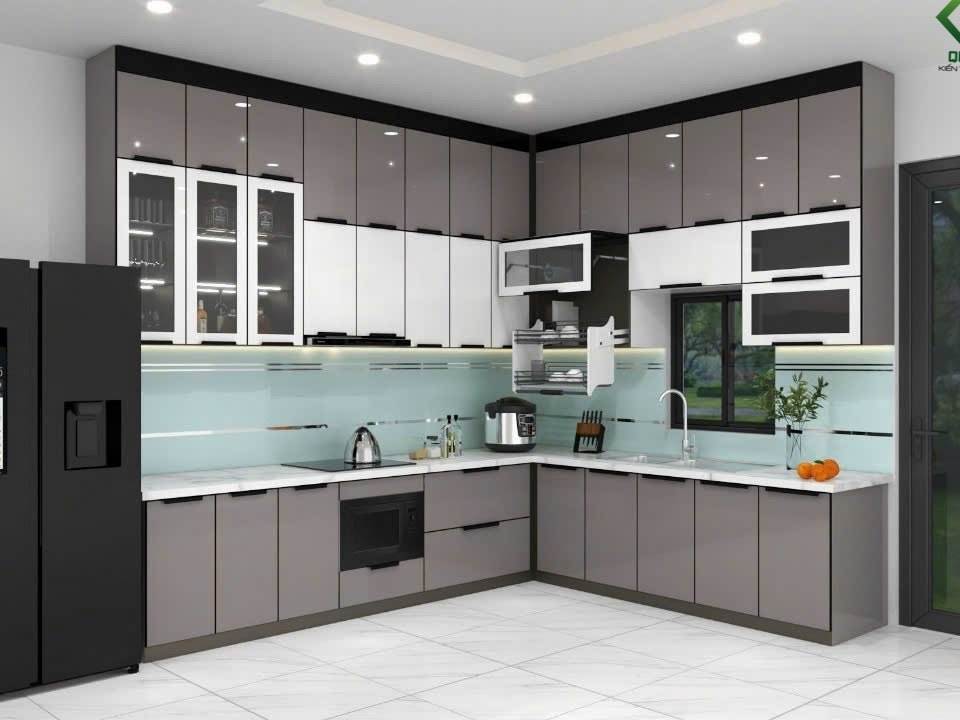 Tủ Bếp Nhôm Lá Ghép 
