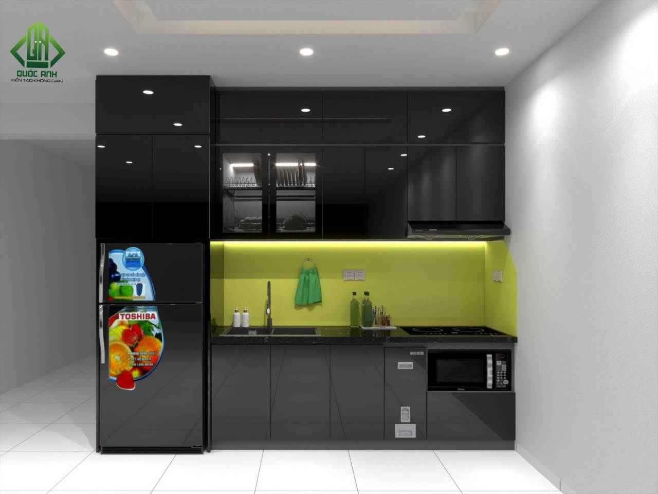 Tủ Bếp Nhôm Kính