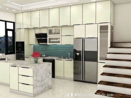 Tủ Bếp Nhôm Kính Sơn Tĩnh Điện