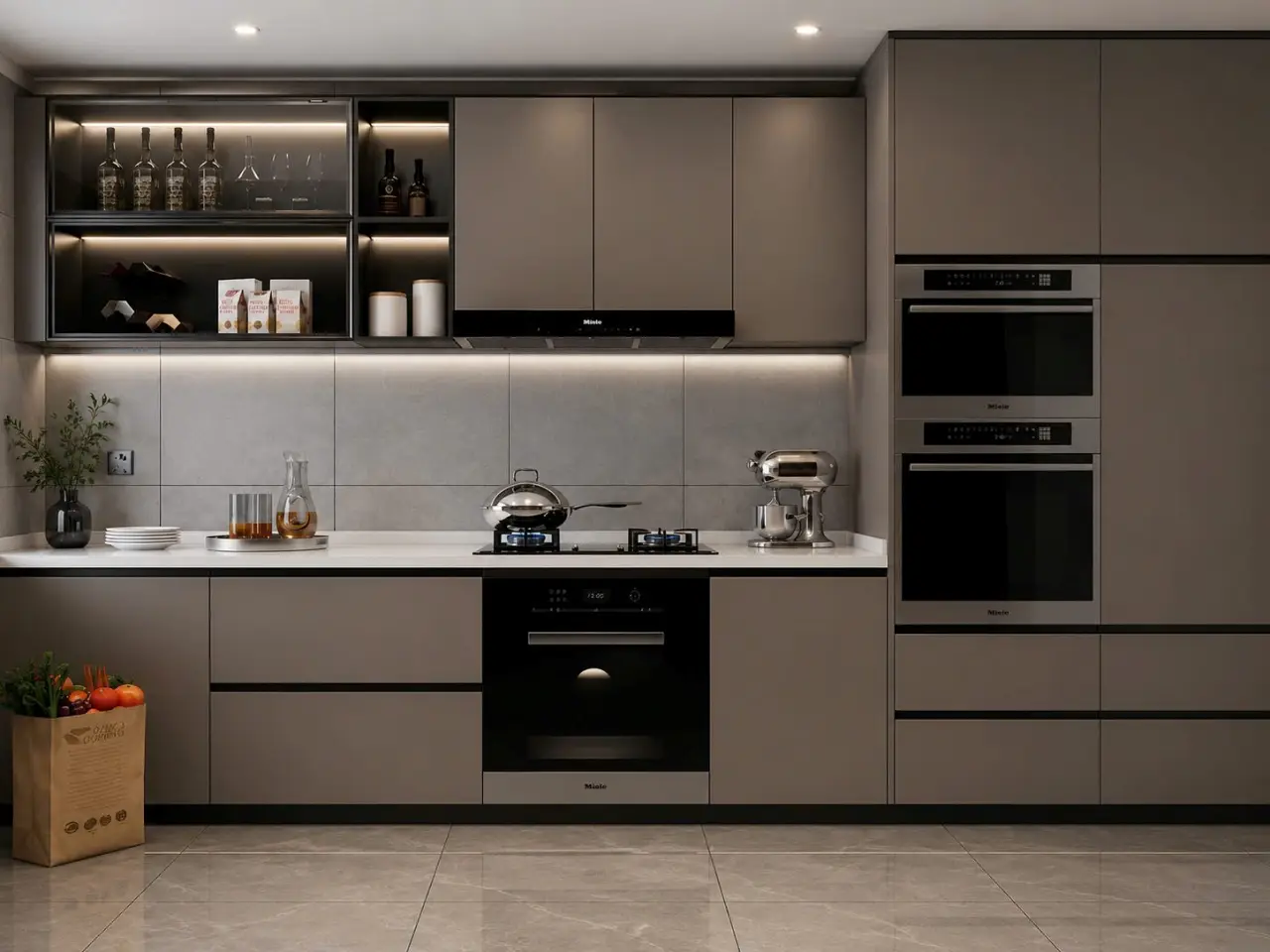 Tủ Bếp Inox Cánh Kính